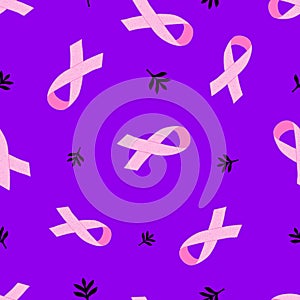 Breast cancer month seamless pink ribbon day mammogram pattern for wrapping paper and media accessories