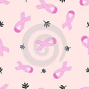 Breast cancer month seamless pink ribbon day mammogram pattern for wrapping paper and media accessories