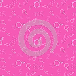 Breast cancer month seamless pink ribbon day mammogram pattern for wrapping paper and media accessories