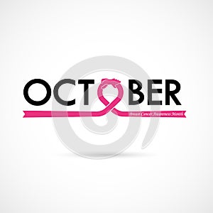 Breast Cancer October Awareness Month Typographical Campaign Background.Women health vector design.Breast cancer awareness logo d