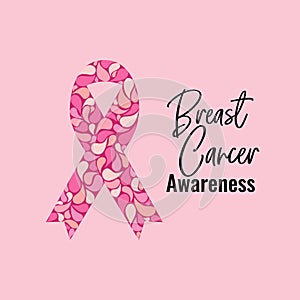Breast cancer pink ribbon awareness month vector graphic illustration