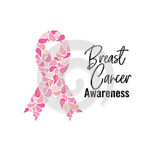 Breast cancer pink ribbon awareness month vector graphic illustration