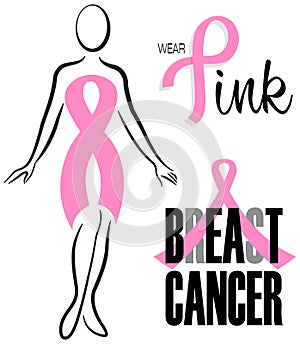 Breast Cancer Pink Ribbon Clip Set/eps