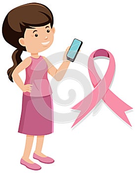 The breast cancer pink ribbon on white background