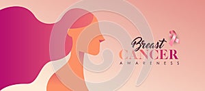 Breast Cancer pink woman banner for support