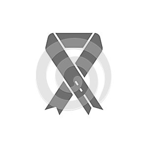 Breast cancer ribbon, malignant tumor, oncology, volunteering grey icon.