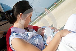 Seni alimentazione sul Spiaggia 