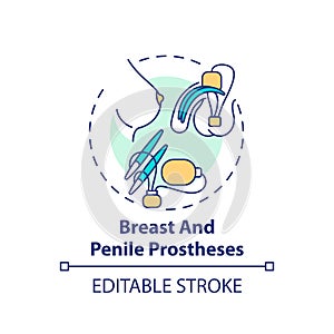 Breast and penile prostheses concept icon photo