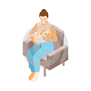 Breastfeeding Isometric Icon