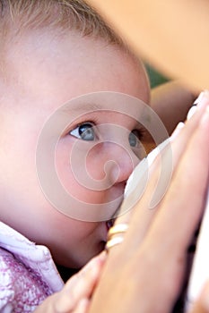 Breastfeeding outdoors.