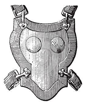 Breastplate armor, vintage engraving