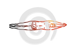 Breaststroke, swim, sport, pool, swimmer concept. Hand drawn isolated vector.