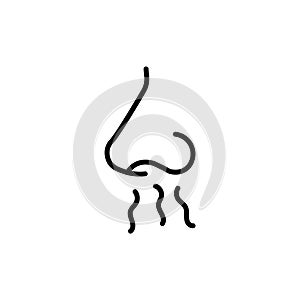 Breath smell nose line icon. Odour breath smell stroke web human sneeze air icon symbol illustration concept. photo