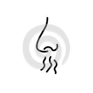 Breath smell nose line icon. Odour breath smell stroke web human sneeze air icon symbol illustration concept. photo