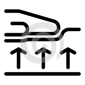 Breathable textile passing airflow test icon showing breathability feature photo