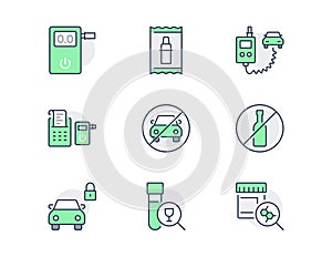 Breathalyzer line icons. Vector illustration include icon - police, sobriety, drug and alcohol control, alcoguard