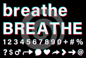 Breathe white sign on black background