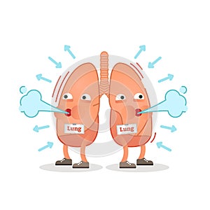 Breathing lungs character vector illustration, conceptual respiration. photo