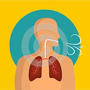 Breathing lungs icon, flat style