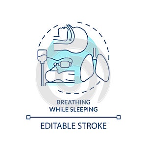 Breathing while sleeping turquoise concept icon