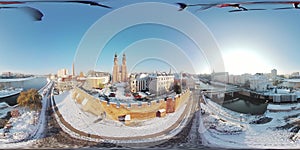 Breathtaking 360-Degree Aerial View of the Historic City of Opole, Poland, Showcasing the Iconic 14th -Century Castle