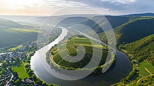 Breathtaking Aerial Perspective: Marvelous Moselle River Bend - A Captivating Journey through the En