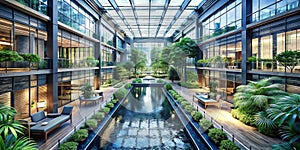 Breathtaking Aerial Perspective of Modern OpenSpace Architecture A Stunning BirdsEye View of Innovative Building Design photo
