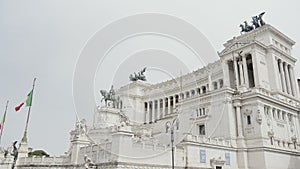 Breathtaking Altare della Patria building on a cloudy sky background. Action. National monument in Italy, concept of