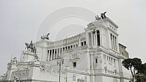 Breathtaking Altare della Patria building on a cloudy sky background. Action. National monument in Italy, concept of