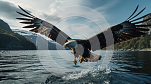 Cautivador calvo águila ascendiendo más alto majestuosamente noruego 