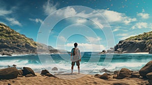 Breathtaking Beach: A Photo Realistic Image Of Joseph Exploring New Places photo