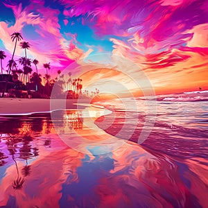 breathtaking beach scene during sunset