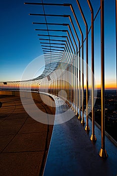 Breathtaking city view from the viewing platform of Olympiaturm in Munich, Germany at dusk
