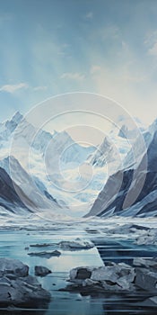Glacial Majesty: A Terragen-inspired Digital Painting Of Snowy Landscape photo