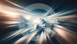 Radiant Sunbeams Bursting Through Clouds, AI Generated