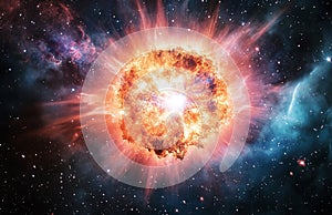 Supernova Explosion in Deep Space with Nebulae