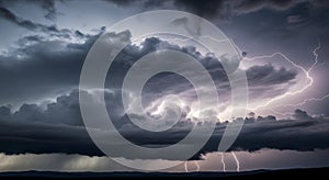 Dramatic Lightning Storm Over Dark Landscape