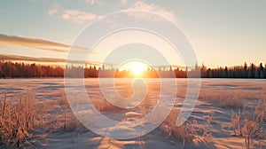 Breathtaking 8k Sunrise Over Snowy Finnish Plain photo
