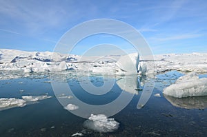 Breathtaking landscape of glaciers in a lagoon