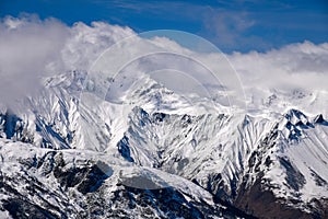 Breathtaking landscape view of the Alps at the Meribel ski area in France.