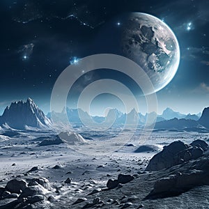 Breathtaking Moonscape with Earthrise Wallpaper