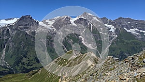 Breathtaking mountain peaks of the Austrian Alps. Grossglockner High Alpine road.