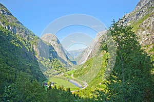 Breathtaking Norwegian landscapes during bus ride Gudvangen - Voss photo
