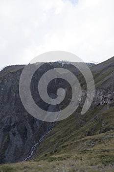 Breathtaking panorama of morning wild nature high in mountains