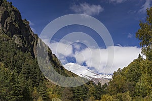 Breathtaking panorama of morning wild nature high in mountains