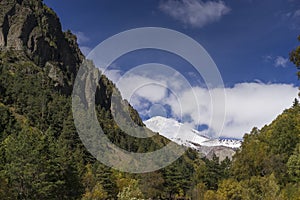 Breathtaking panorama of morning wild nature high in mountains