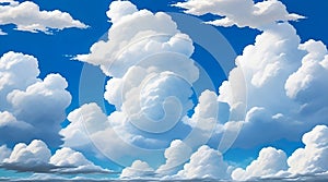 A breathtaking panorama unfolds across the canvas, a symphony of sky and cloud painted in the vibrant hues of anime.