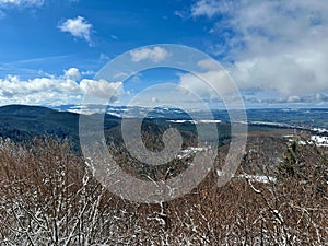 Breathtaking Panoramic Winter View from the Crest of Puy de Dome over the Valley