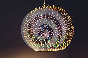 Breathtaking round glass chandelier modern led luxury decoration in loft interior design of hall building. Architecture