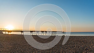 Breathtaking scene of Pont Del Petroli Badalona in Spain during golden hour